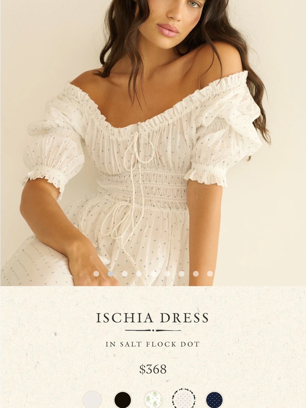 Doen Ischia White Salt Flock Dot Dress